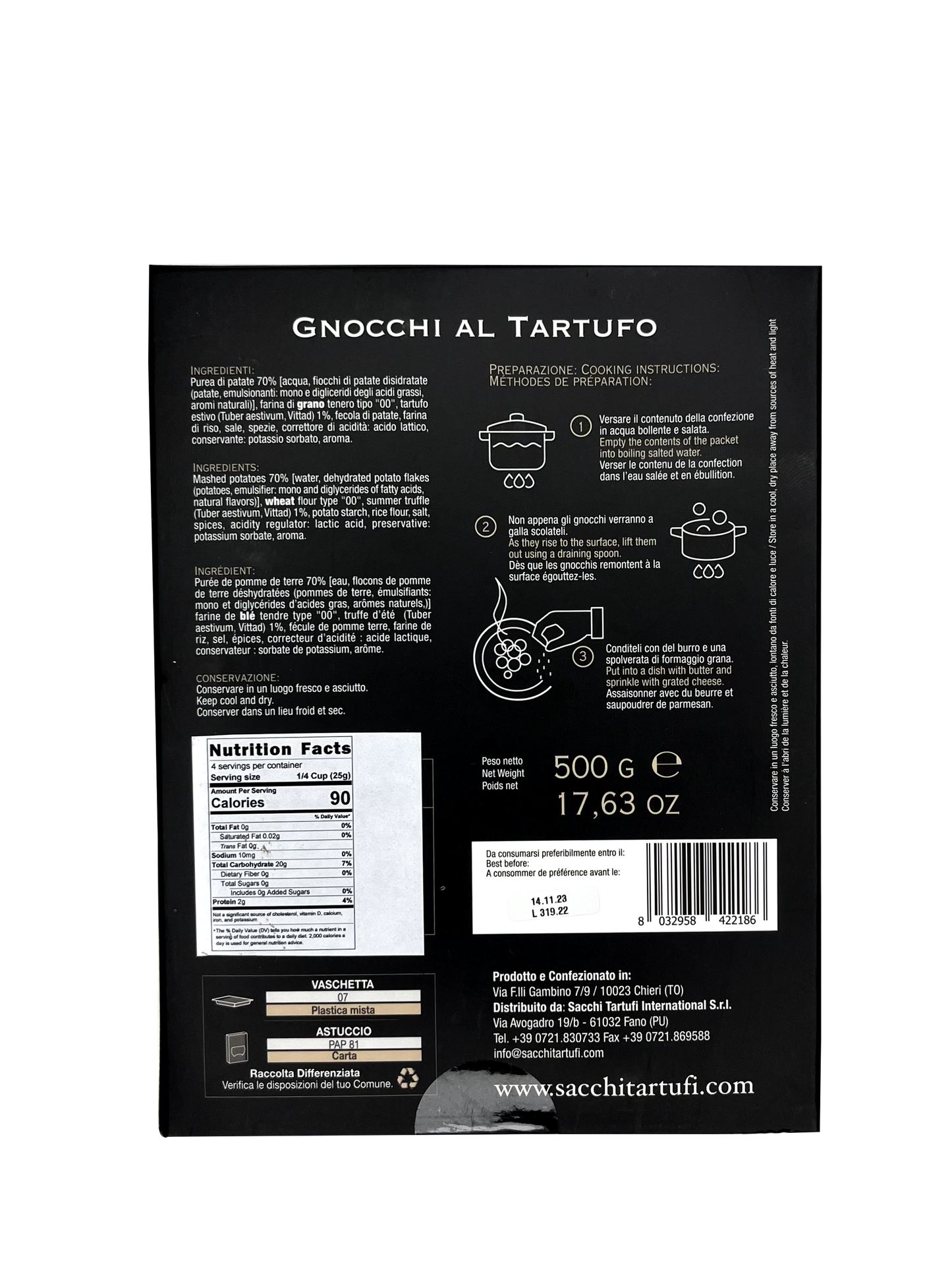 Gnocchi al Tartufo Sacchi tartufi