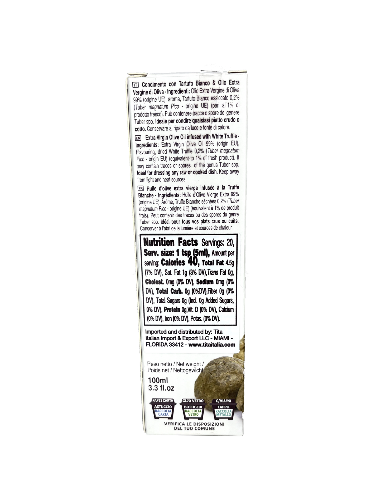 White truffle oil Glass Tartufi Jimmy